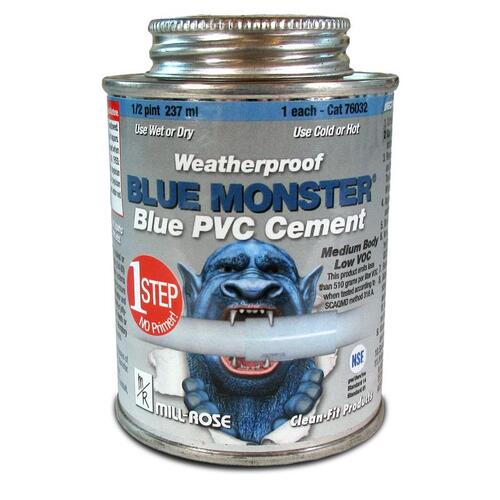 Blue Monster 76032 All Weather Cement Blue For PVC 8 oz Blue