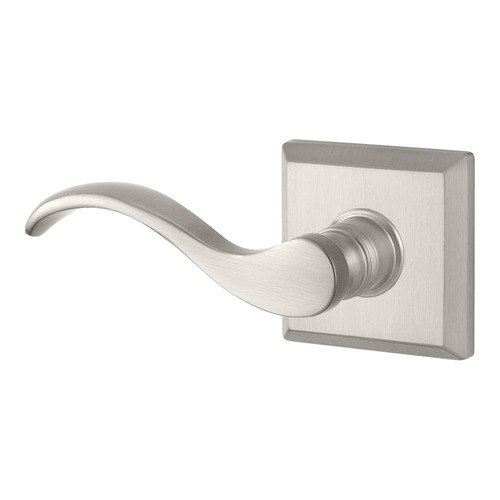 Half Dummy Left Hand Curved Lever and Traditional Square Rose Satin Nickel Finish