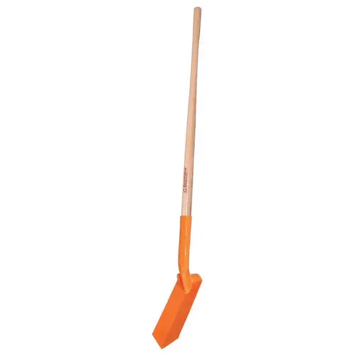 Heavy Duty Trenching/Cleanout Shovel, 11 in L x 4 in W Blade, 48 in Hardwood Straight Handle, Trenching Orange