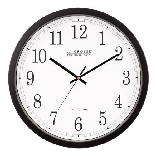 La Crosse WT-3143A Atomic Wall Clock 14" L X 14" W Indoor Modern Analog Glass/Plastic Black Black