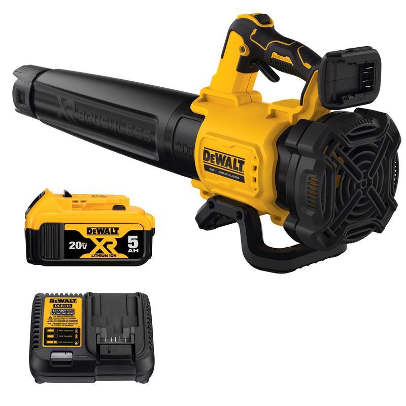 DEWALT DCBL722P1 20V MAX 125 Mph 450 CFM Brushless Cordless Battery Powered Handheld Leaf Blower with (1) 5Ah Battery & Charger Black/Yellow