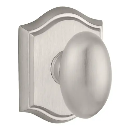 Passage Ellipse Knob and Traditional Arch Rose with 6AL Latch and Dual Strike Satin Nickel Finish