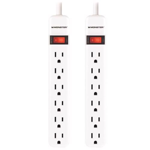 Monster 1702 Power Strip Just Power It Up 2.5 ft. L 6 outlets White White