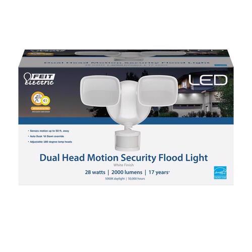 Security Floodlight Motion-Sensing Hardwired LED White White