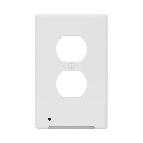 LumiCover Classic Wallplate Nightlight, 1-1/4 in L, 4-1/2 in W, 1 -Gang, Plastic, White