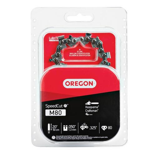 Oregon M80 SpeedCut Chainsaw Chain, 20 in L Bar, 0.05 Gauge, 0.325 in TPI/Pitch, 80-Link