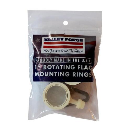 Flag Mounting Ring, Rotating, PVC, For: 1 in Dia Flag Poles - pack of 2