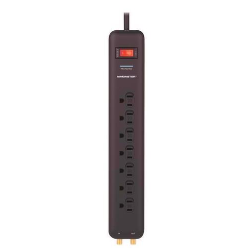 Monster 1806 Power Strip w/Surge Protection Just Power It Up 6 ft. L 7 outlets Black Black
