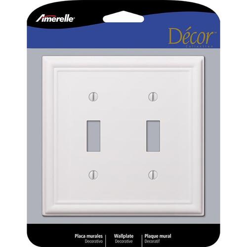 Wallplate, 4-7/8 in L, 4-15/16 in W, 2 -Gang, Steel, White - pack of 3