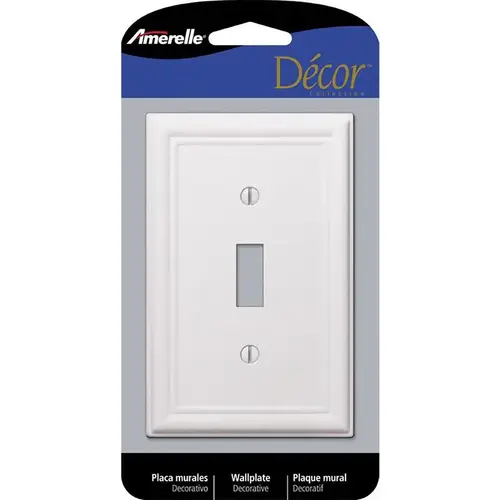 Wallplate, 4-7/8 in L, 3-1/8 in W, 1 -Gang, Steel, White - pack of 4