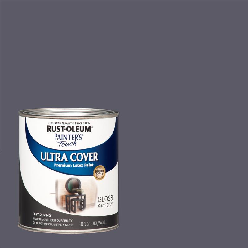 Rust-Oleum 1986502 PAINTER'S Touch Brush-On Paint, Gloss, Dark Gray, 1 qt Can