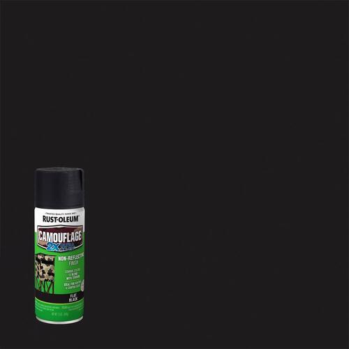 Rust-Oleum 1916830 Camouflage Spray Paint, Ultra Flat, Black, 12 oz, Aerosol Can