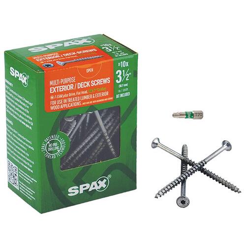 Spax 4191670500904 Construction Screws Multi-Material No. 10 Label X 3-1/2" L T-20+ Flat Head 1 lb High Corrosion Resistant