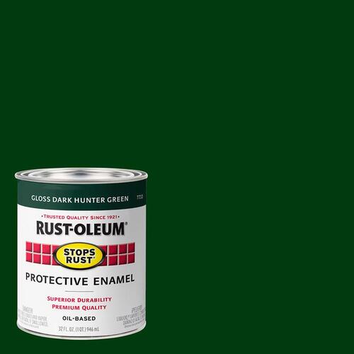 STOPS RUST Protective Enamel, Gloss, Dark Hunter Green, 1 qt Can