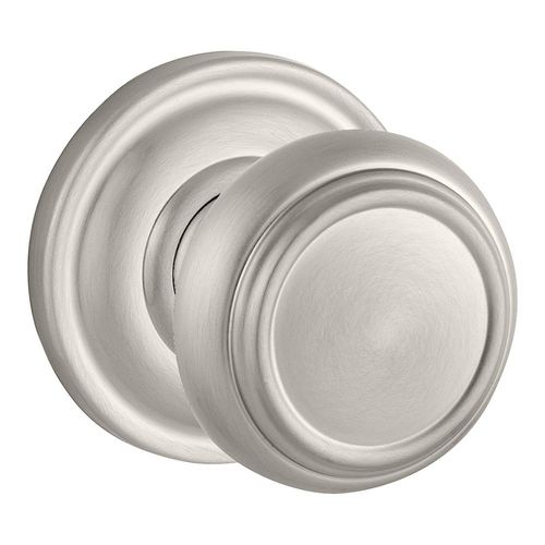 Privacy Traditional Knob and Traditional Round Rose with 6AL Latch and Dual Strike Satin Nickel Finish