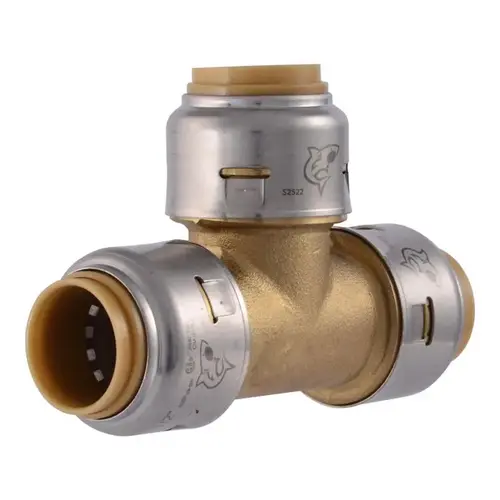 Pipe Tee, 1/2 in, Push-to-Connect, Brass, 200 psi Pressure - pack of 4