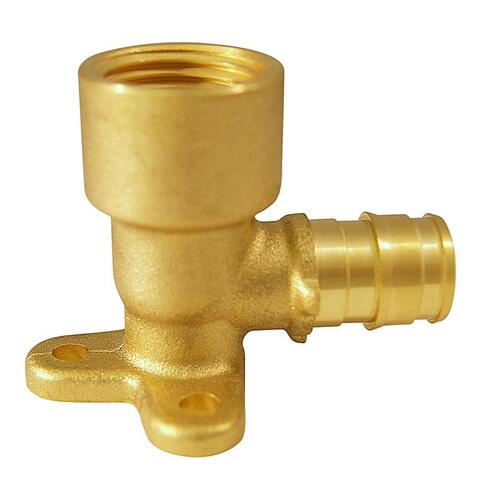 Apollo Valves EPXDEE12 ExpansionPEX Series Drop Ear Pipe Elbow, 1/2 in, Barb x FNPT, 90 deg Angle, Brass