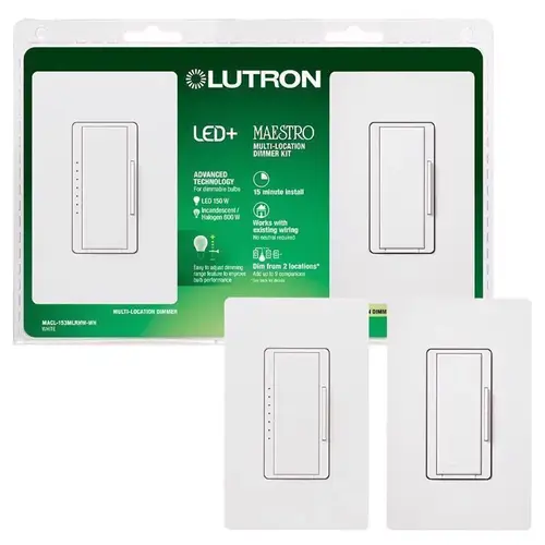 Dimmer Switch Maestro White 150 W 3-Way White