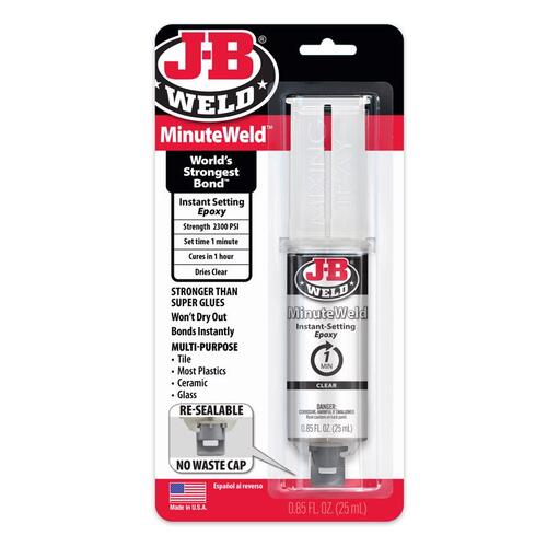 J-B Weld 50101 Epoxy Adhesive, Liquid, Ammonia, Light Yellow, 25 mL Syringe