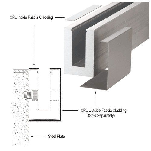 Brushed Stainless 120" Inside Fascia Cladding for B5S & B7S Series Square Aluminum Base Shoe