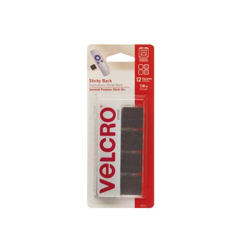 Fastener, 7/8 in W, 7/8 in L, Nylon, Black, Rubber Adhesive - pack of 72