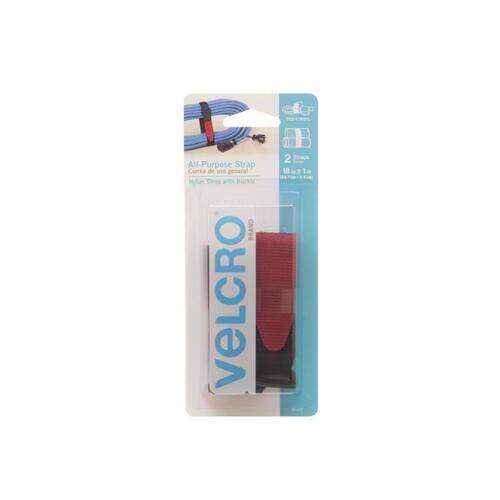 VELCRO Brand 90107 Hook and Loop Fastener Medium Nylon 18" L Black/Red