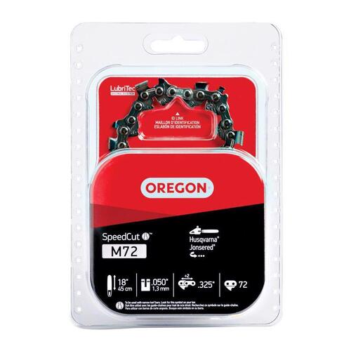 Oregon M72 SpeedCut Chainsaw Chain, 18 in L Bar, 0.05 Gauge, 0.325 in TPI/Pitch, 72-Link