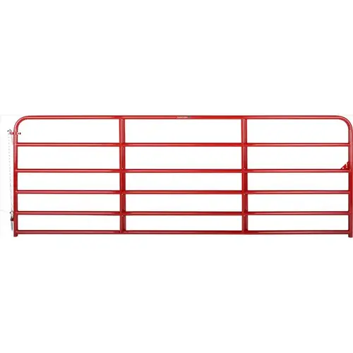 Tube Gate, 12 ft W Gate, 50 in H Gate, Steel Frame, Red