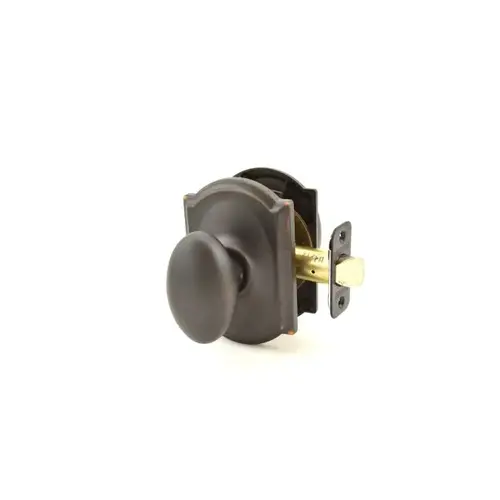 Siena Knob with Camelot Rose Passage Lock with 16080 Latch and 10027 Strike Aged Bronze Finish