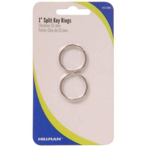 Key Ring 1" D Tempered Steel Silver Split Rings/Cable Rings Silver