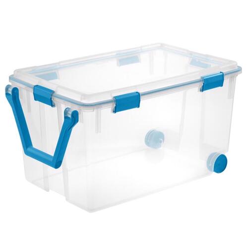 Storage Tote w/Wheels 16.75" H X 19.625" W X 30.25" D Blue/Clear