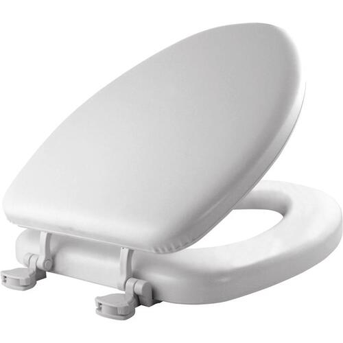 115EC-00 Toilet Seat with Cover, Elongated, Vinyl/Wood, White, Twist Hinge
