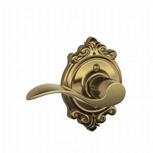 Left Hand Accent Lever with Brookshire Rose Half Dummy Antique Brass Finish