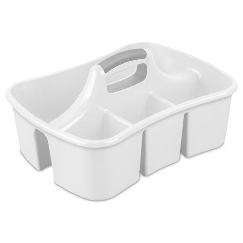 Storage Caddy, Plastic, White, 13-1/4 in OAW, 8-7/8 in OAH