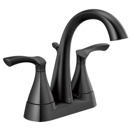 SANDOVER Series Centerset Bathroom Faucet, 1.2 gpm, 2-Faucet Handle, 3-Faucet Hole, Plastic Black