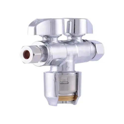 Dual Shut-Off Valve 1/2" Compression T X 3/8" S Compression Brass