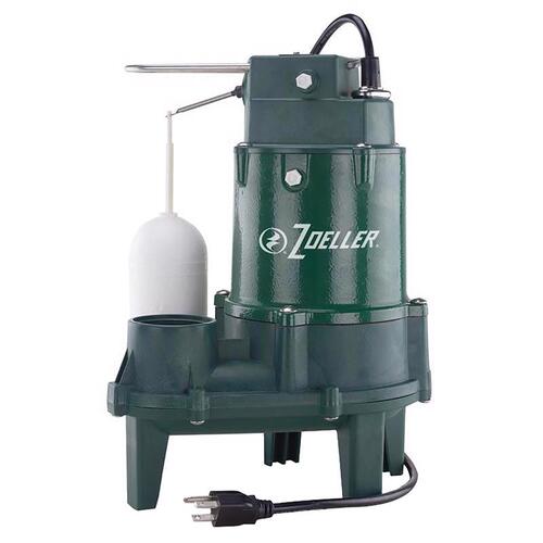 Submersible Sewage Pump 1/2 HP 6000 gph Cast Iron Vertical Float Switch