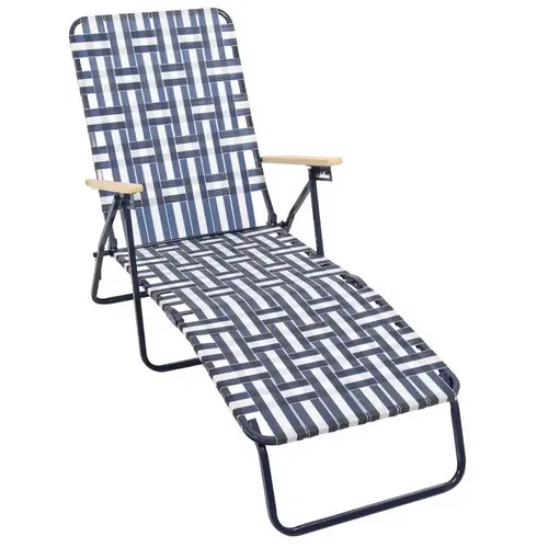 Chaise Lounge Silver Steel Frame Foldable Blue