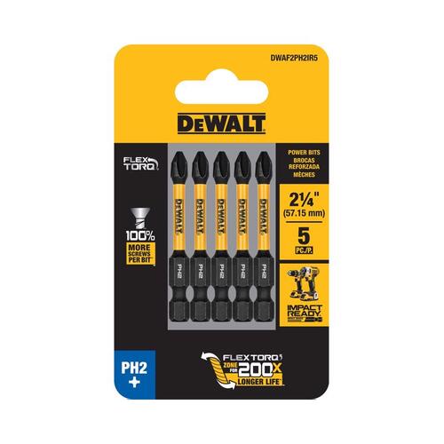 Insert Bit, #2 Drive, Phillips Drive, 1/4 in Shank, Hex Shank, 2 in L, S2 Modified Steel Magnesium Phosphate - pack of 5