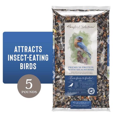Wild Bird Food Premium Protein with Mealworms Wild Bird Seed 5 lb