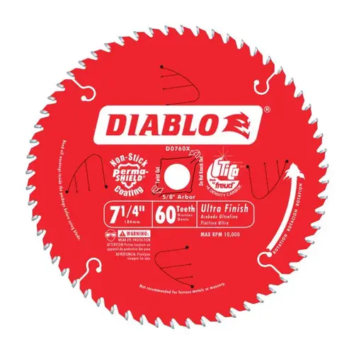 Finishing Saw Blade 7-1/4" D X 5/8" TiCo Hi-Density Carbide 60 teeth Perma-Shield