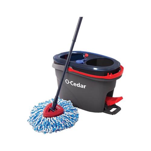 Mop with Bucket EasyWring Rinse Clean 12" W Spin Black/Red