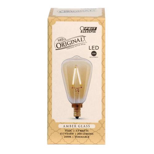 LED Bulb ST15 E12 (Candelabra) Amber Soft White 25 W Clear