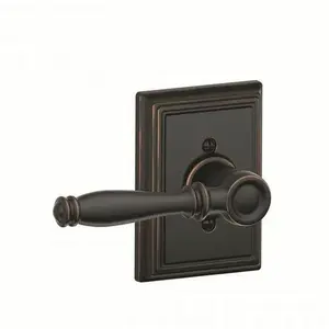 Birmingham Aged Bronze Keyed Entry Door Lever with Addison Trim
