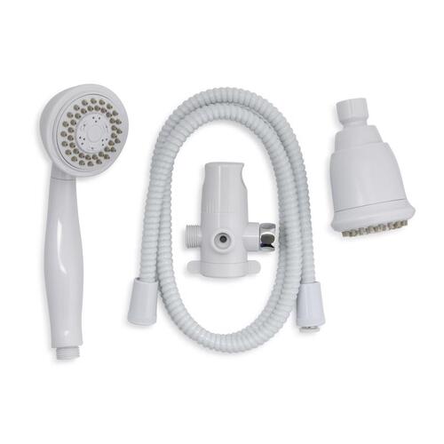 Shower Head Kit, 1.8 gpm, 3-Spray Function, 60 in L Hose White