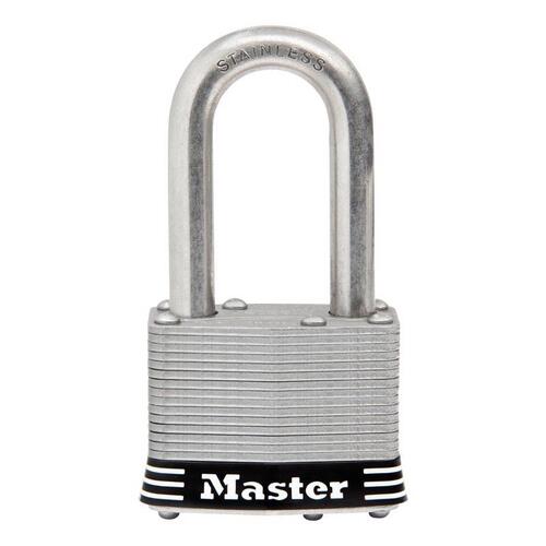 Padlock, Keyed Alike Key, 5/16 in Dia Shackle, 1-1/2 in H Shackle, Stainless Steel Shackle Laminated