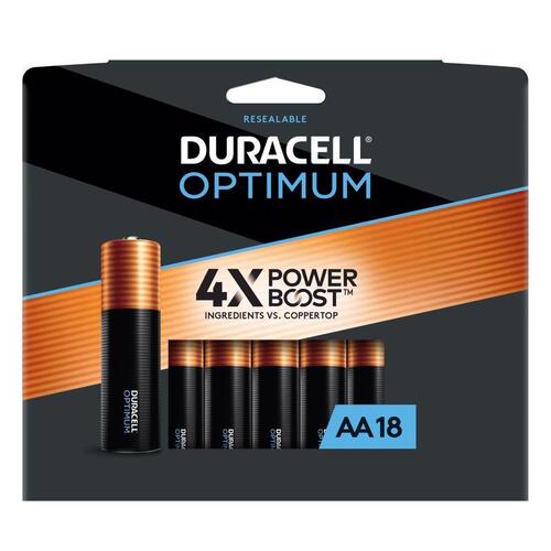 DURACELL 037445 Batteries Optimum AA Alkaline 18 pk Carded