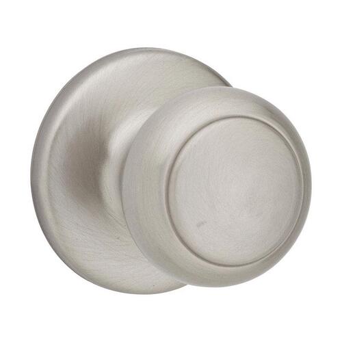 Door Knob, Satin Nickel, 1-3/8 to 1-3/4 in Thick Door, 2-1/4 in Strike