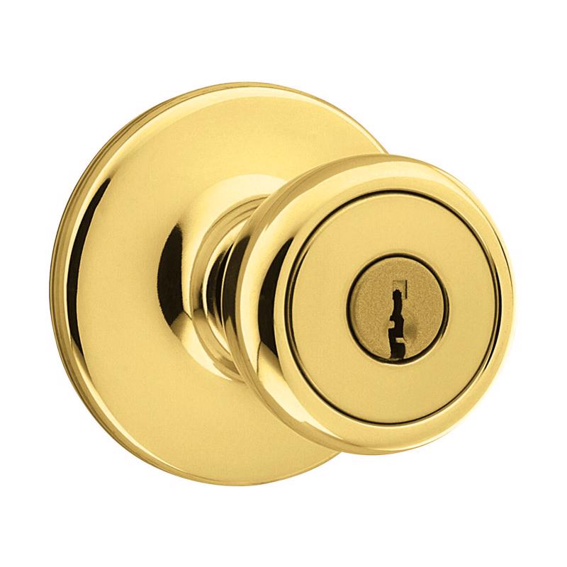 Kwikset 94002-828 Entry Knobs Tylo Polished Brass 1-3/4" Polished Brass