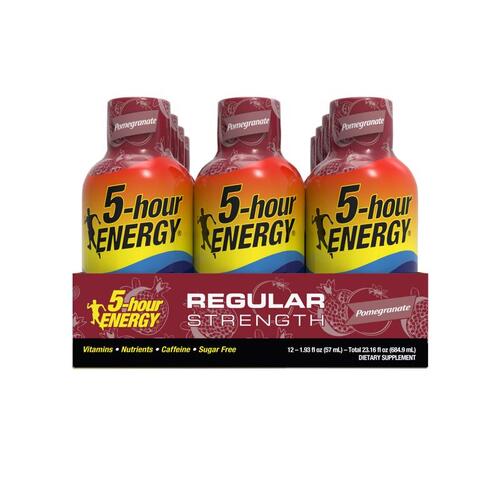 5-HOUR ENERGY 818125-XCP12 Sugar-Free Energy Drink, Liquid, Pomegranate Flavor, 1.93 oz Bottle - pack of 12